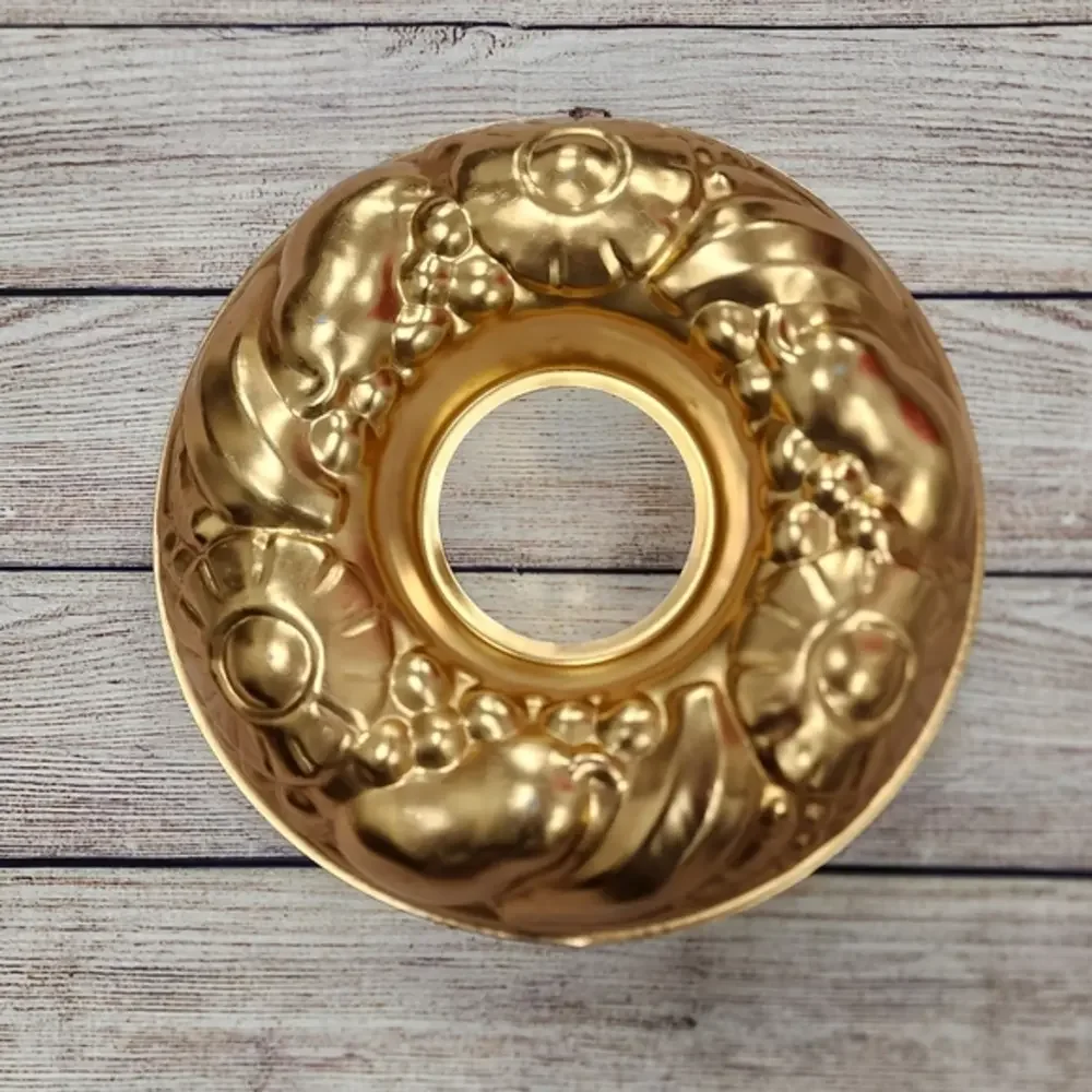 Vintage Copper Aluminum Fruit Wreath Jello Salad Mold